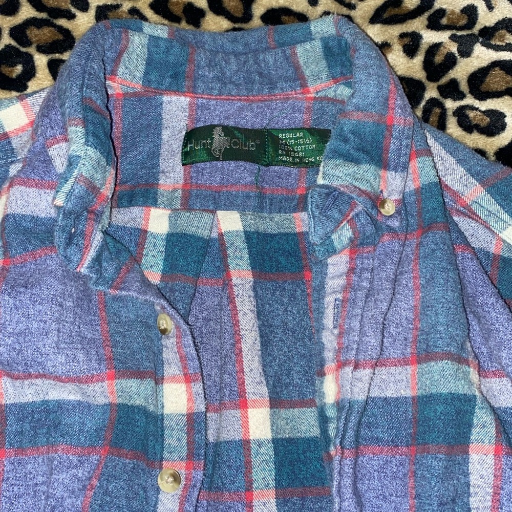 Hunt Club Multi-Color Flannel  Plaid Button Up Mens MED